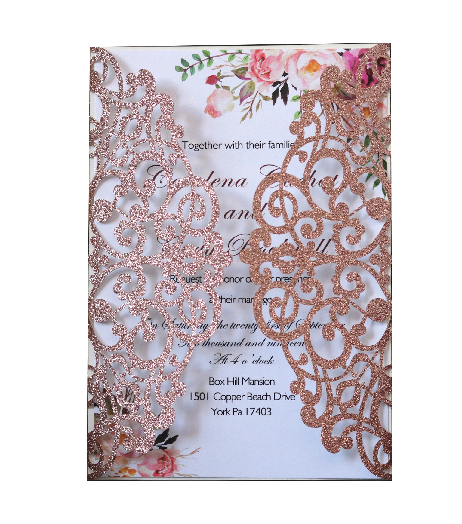 

Glitter Laser Cut Wedding Invitations,1000 Pieces, Silver color