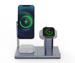 15W 3-in-1 Magnetic Wireless Charger Dock Apple Charging Stand Station Mobile Phone Holder For Iphone For Earphone