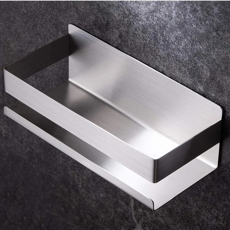 Self Adhesive Shower Shelf Bathroom Organizer Storage Rack Stainless
