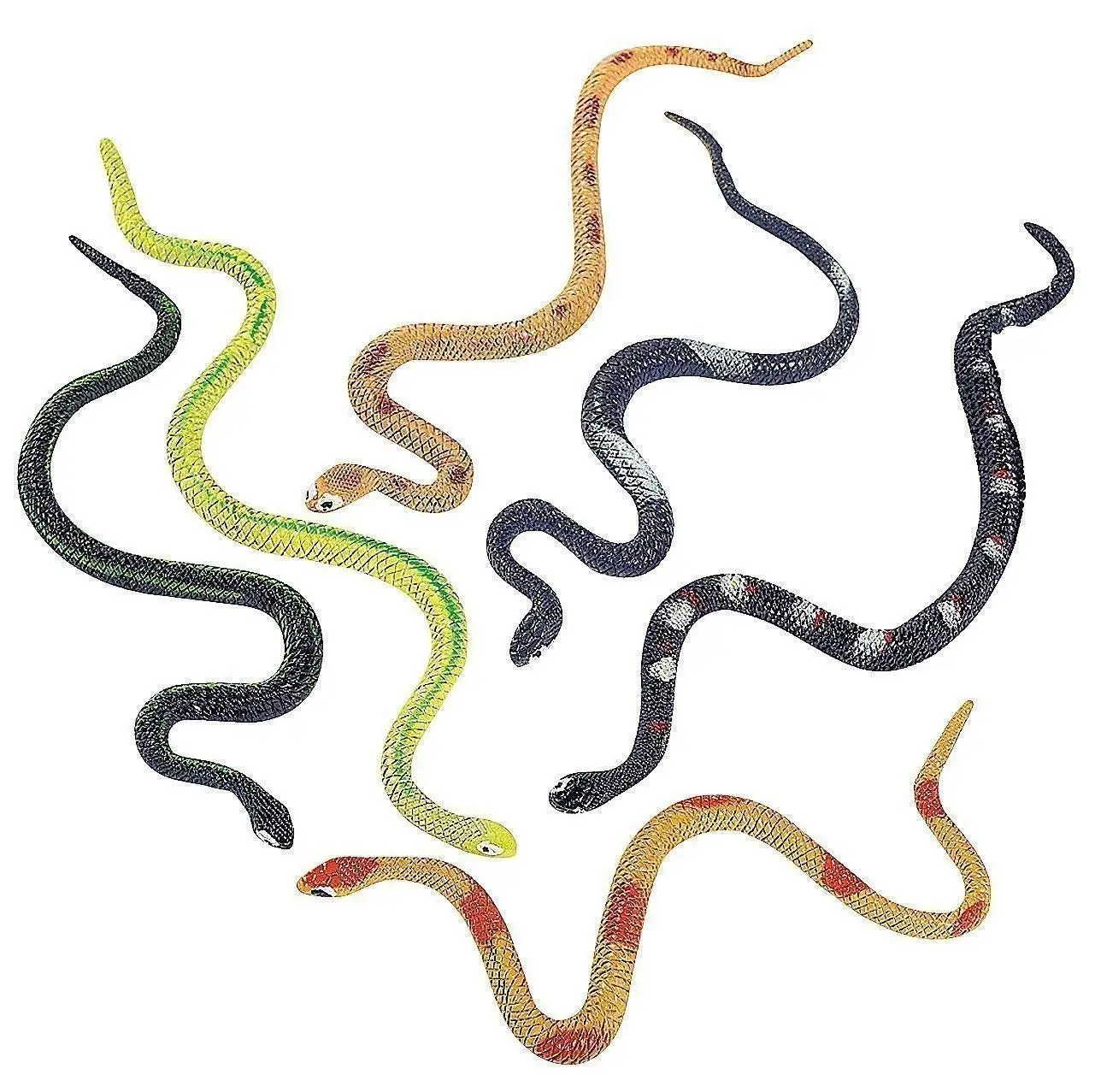 3 NEW RAIN FOREST RUBBER SNAKES  PRETEND JUNGLE SNAKE 14" TOY REPTILE 