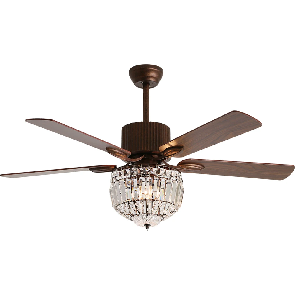 Oil Rubbed Bronze Remote Control Energy Saving Crystal Chandelier Light Decorative Fancy Crystal Ceiling Fan With Light