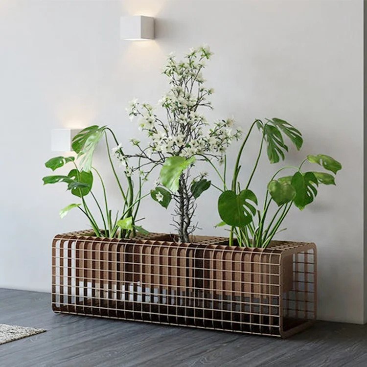 Factory Customized Design Commercial Planter Pot Galvanized Steel Mesh