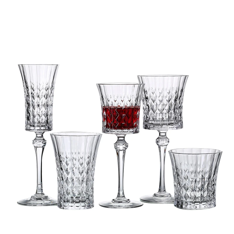 diamond cut crystal wine glasses