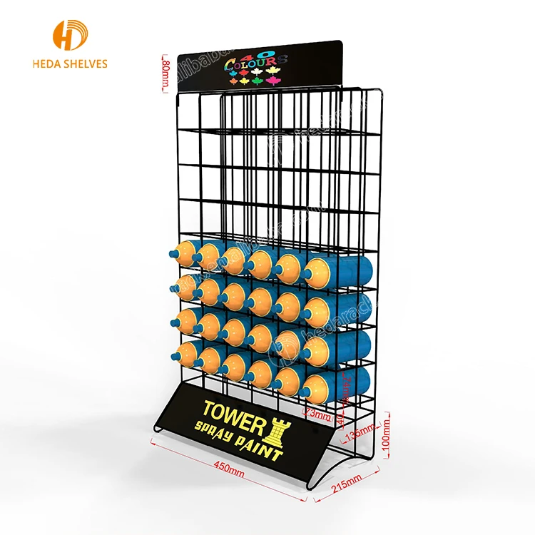 Counter Top Commercial Aerosol Paint Can Rack Bottle Metal Wire Pop