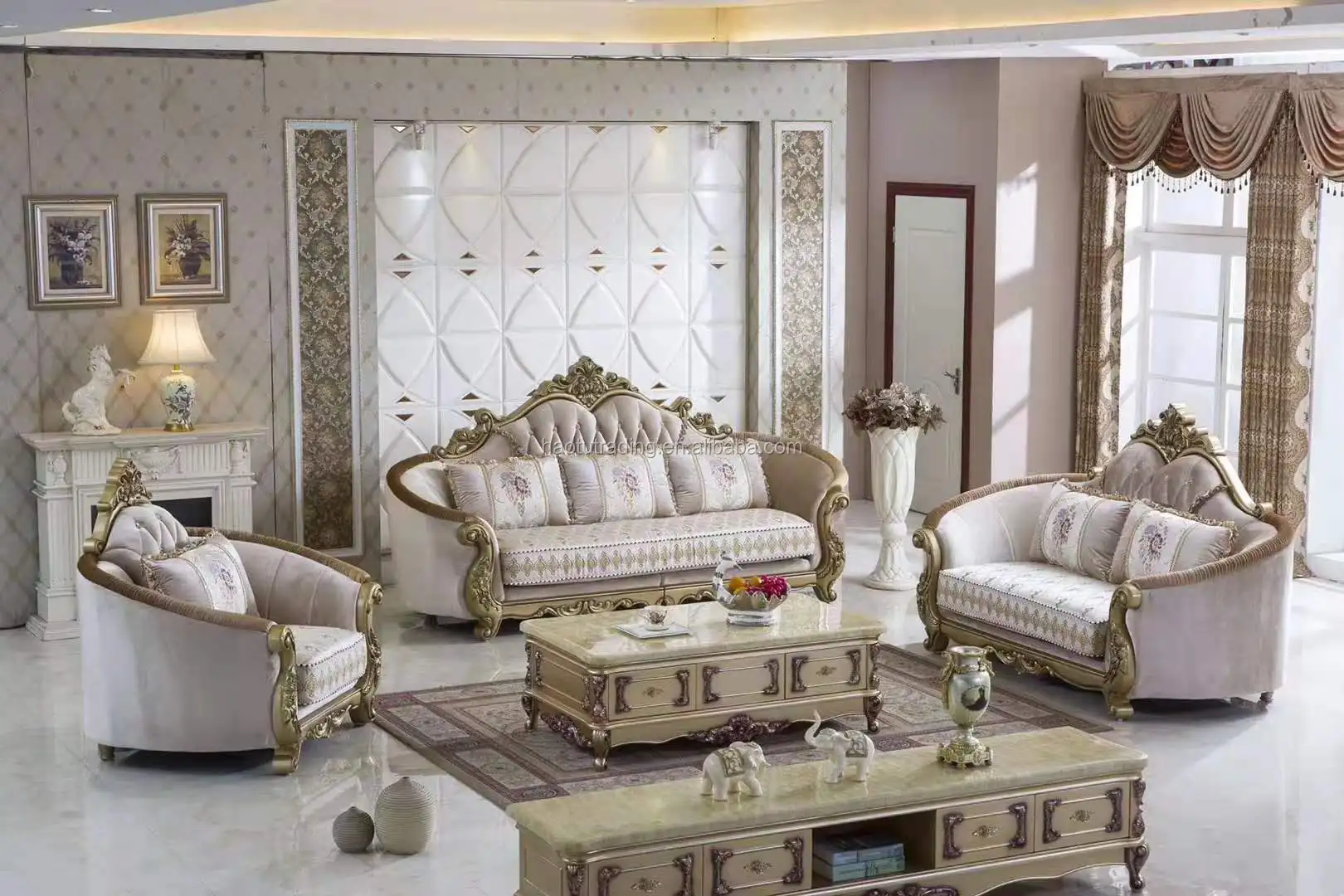 European classical antique livingroom furniture wood carved royal luxury sofa set