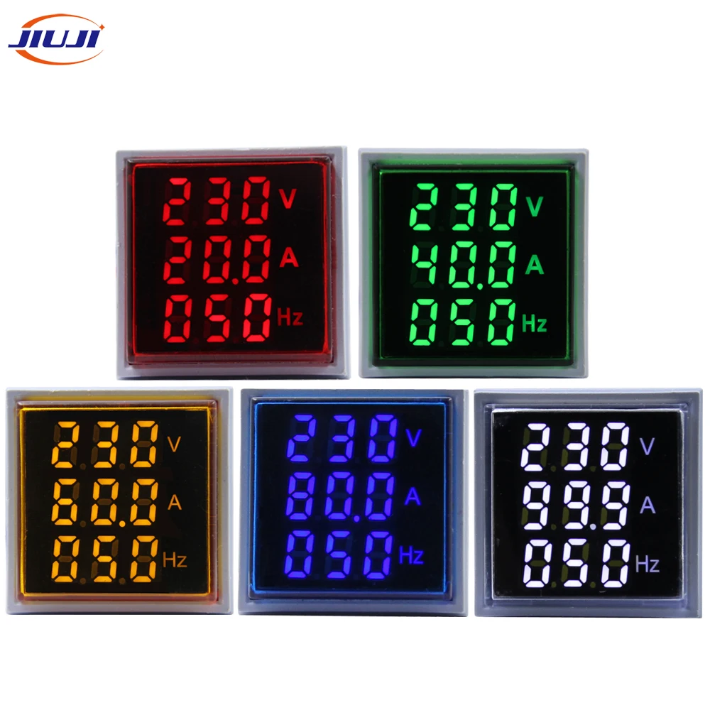 22mm Ce Led Square Mini Crystal Membrane Digital Display Hz Hertz Frequency Meter Indicator Lamp Measuring Range 0-99hz Freq