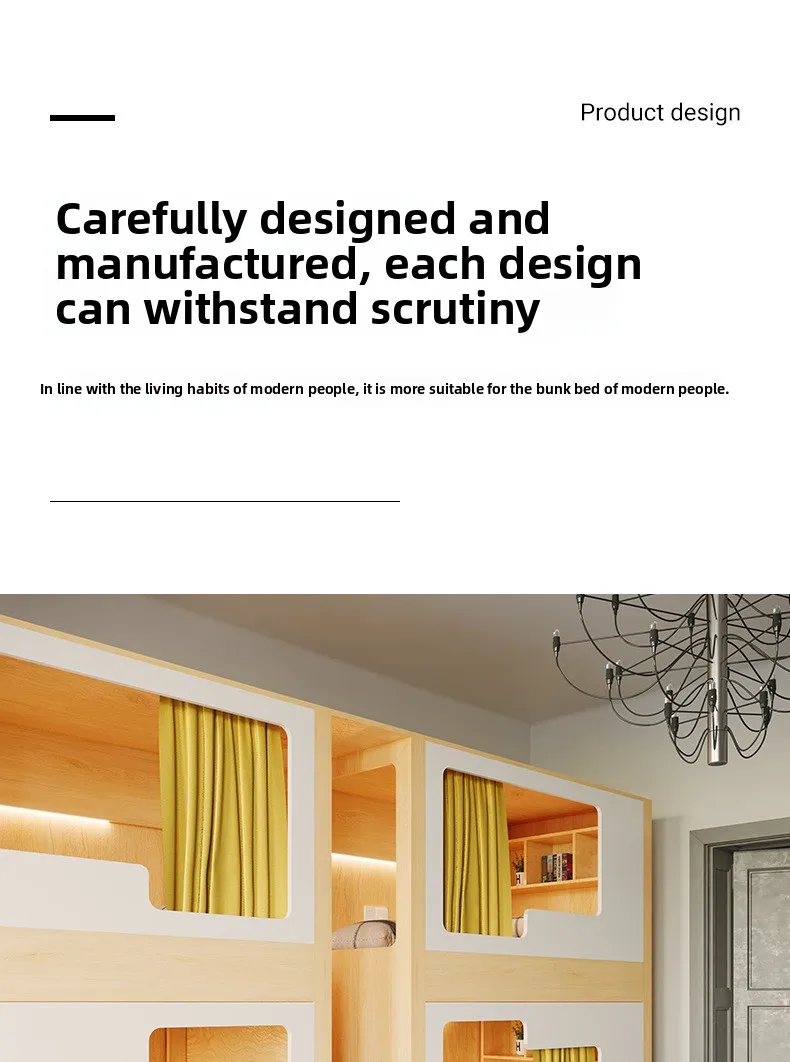 product custom metal material solid wood space capsule bunk bed kids and students apartment dormitory bunk bed with slide-9