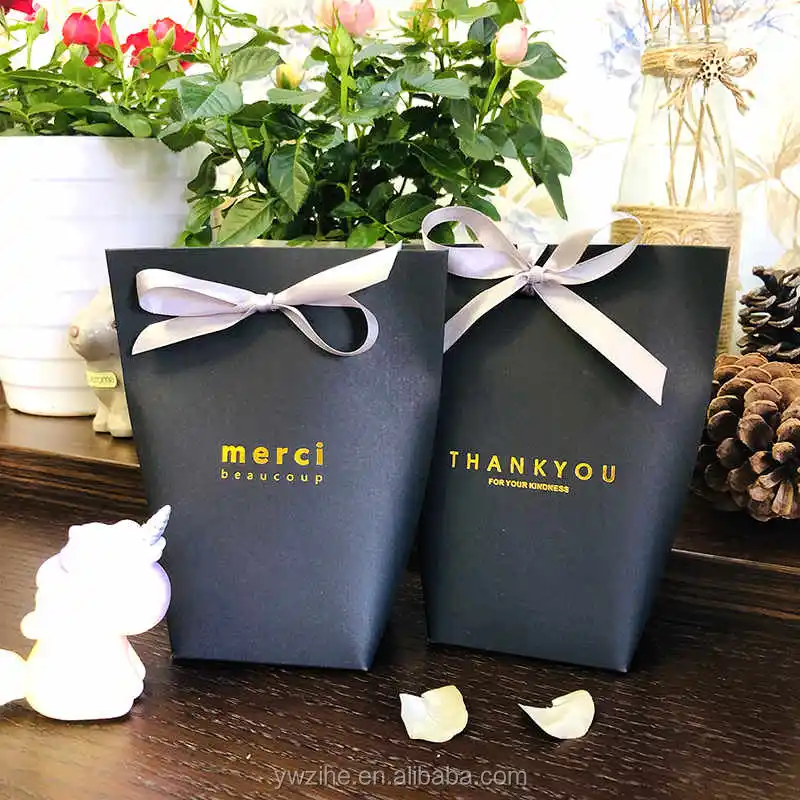 Merci Beaucoup Gift Box Paper Favors Presents Bag Candy Boxes for Wedding Party 
