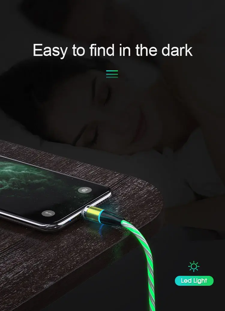 Magnetic USB Charger 1M 3 in 1 USB Charging Data LED Metal Micro USB 6.6ft cable charging for iphone/android - ANKUX.COM