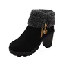 dropship OEM winter foldable winter fur linnng slip on zipper high heel height increase anti cold women snow boots women shoes