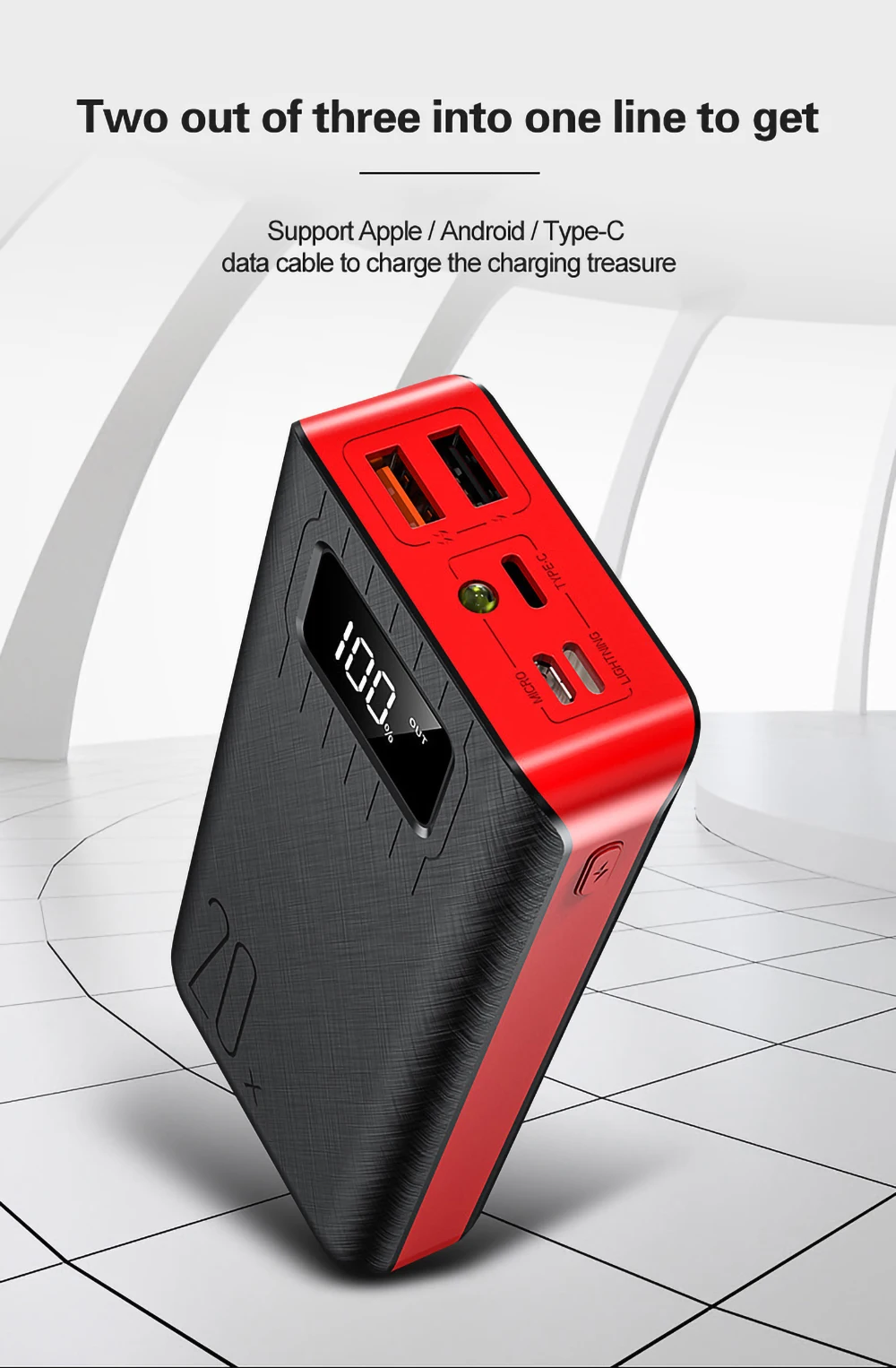 20000mA Powerbank For Apple Type C Micro USB Input Dual USB LED Digital Display Portable Fast Mobile Charger Power Bank 20000mAh - ANKUX.COM