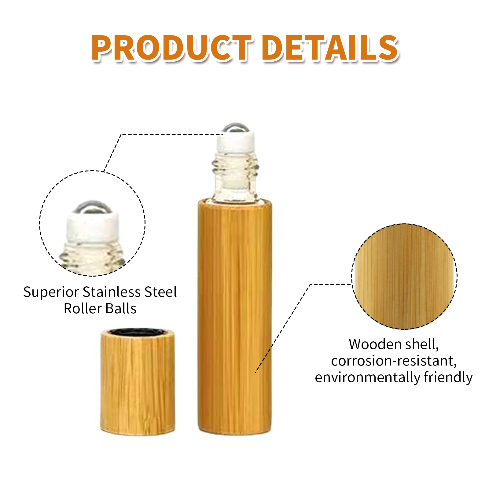 1ml 2ml 3ml 5ml 10ml  refillable bamboo roll on bottle essential oil clear glass roller bottle with bamboo cap H0e832a84ce2548a3bf9ccf86d1313f53i