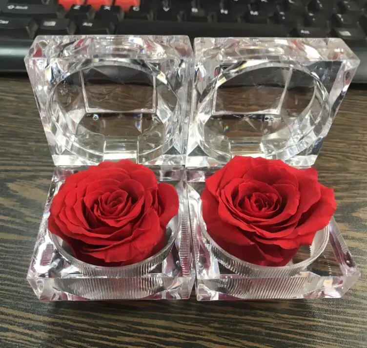 Wholesale Natural Preserved Rose In Glass Propose Ring Box Gift Box