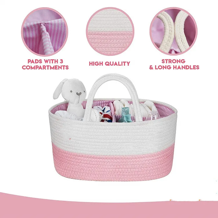 Soft Baby Cotton Rope Diaper Caddy Organizer For Car - Buy Cotton Rope ...