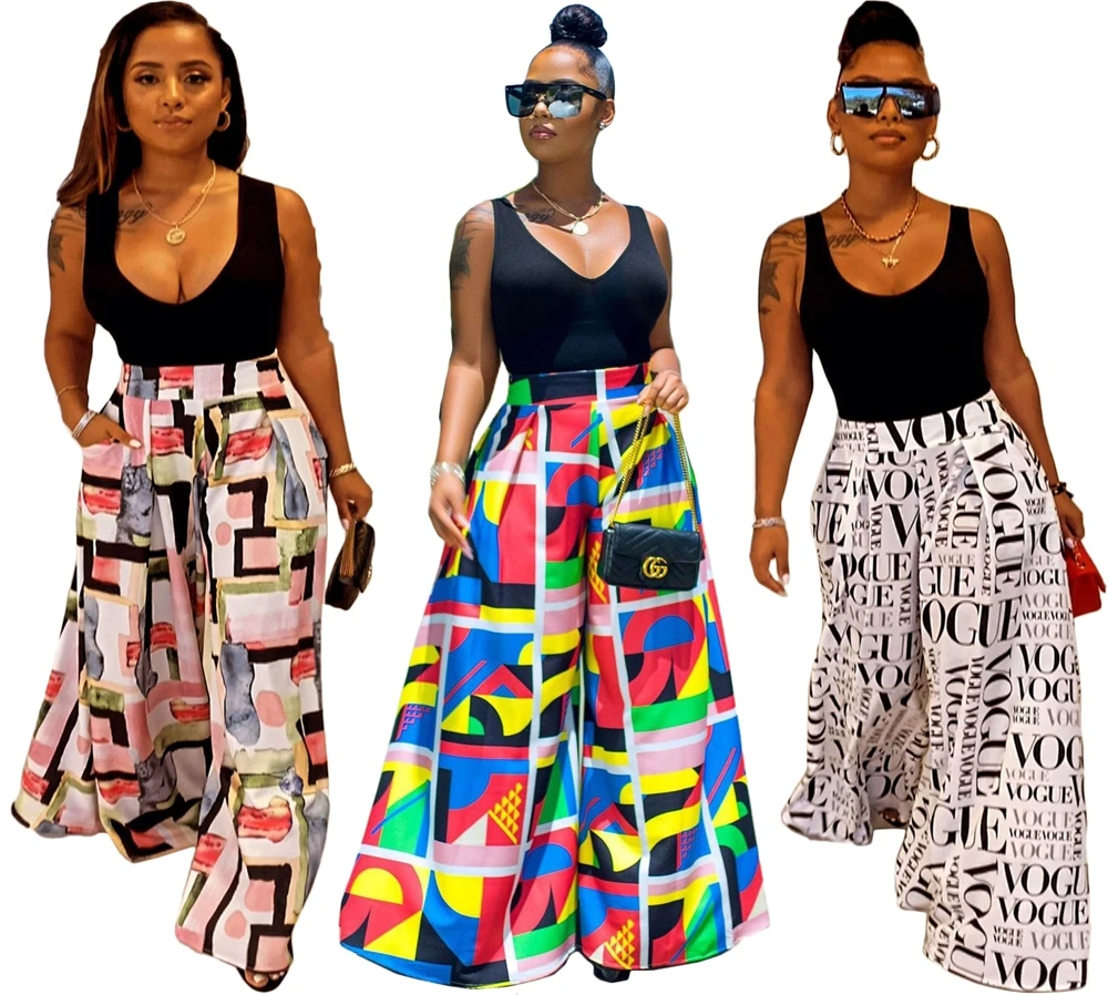 Pretty Print Palazzo Pants High Waist Loose Long Wide Leg Pants Women's  Pants u0026 Trousers - Buy Wide Leg Pants,Plus Size Pants,High Waist Sweat Pants  Fashionable Product on Alibaba.com