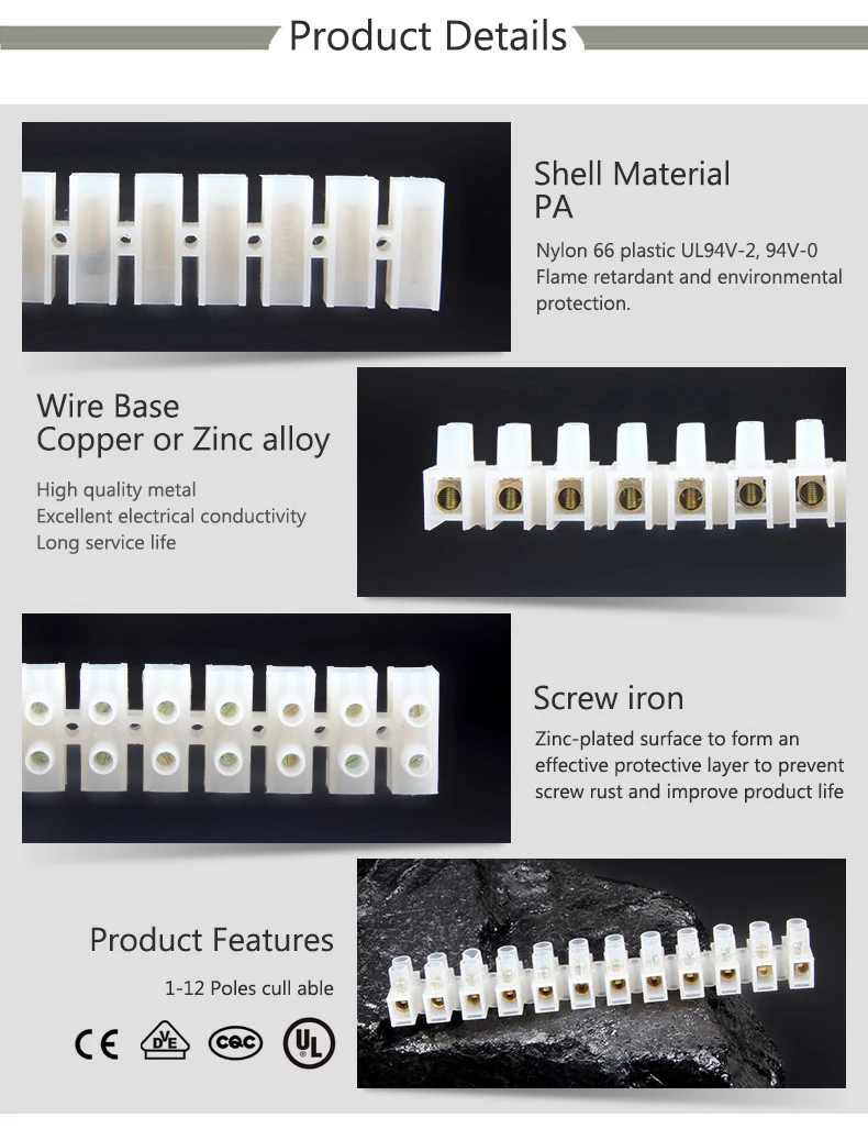 500 COPPER Terminal Block 2210AWG 500pcs H&U type cable pin block
