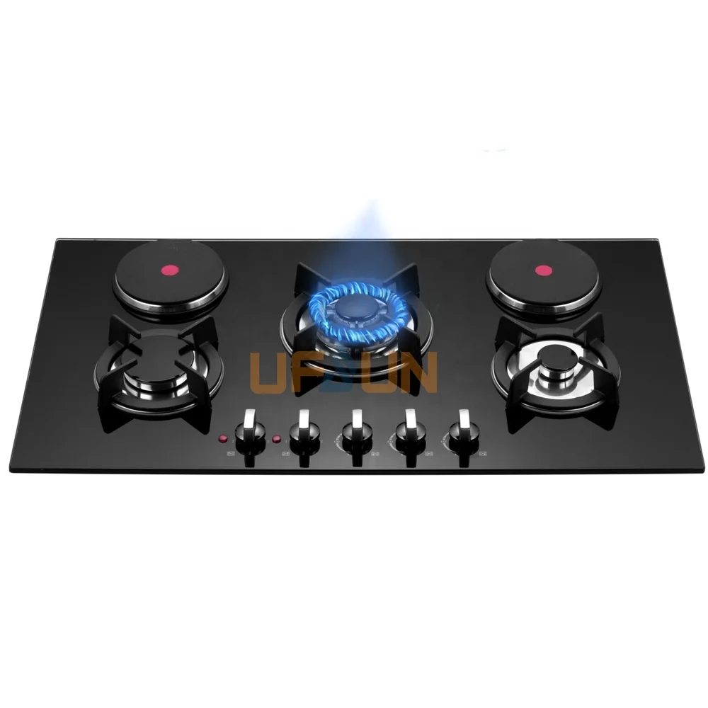 
China market easy cleaning 90cm 5 burners hotplate induction style Easy to operate 5 burner table top gas stove 