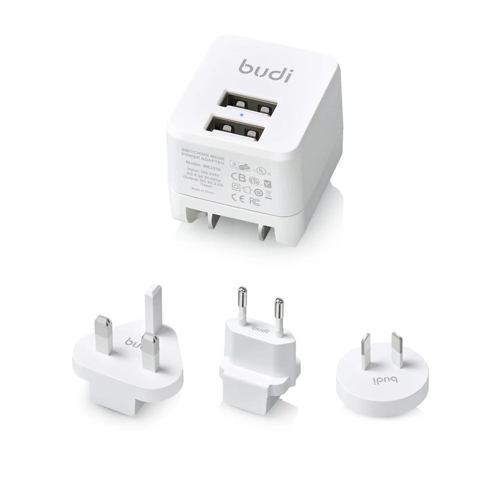 
budi/oem universal global market multiple portable travel charger with fast wall multi adapter mini usb socket for all countries 