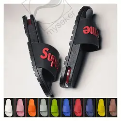 Chinelo De Pvc Injetado Designer Inspired Slippers Customized Slide-On Sandals Red And Black Indoor Home Designable Slide Slides
