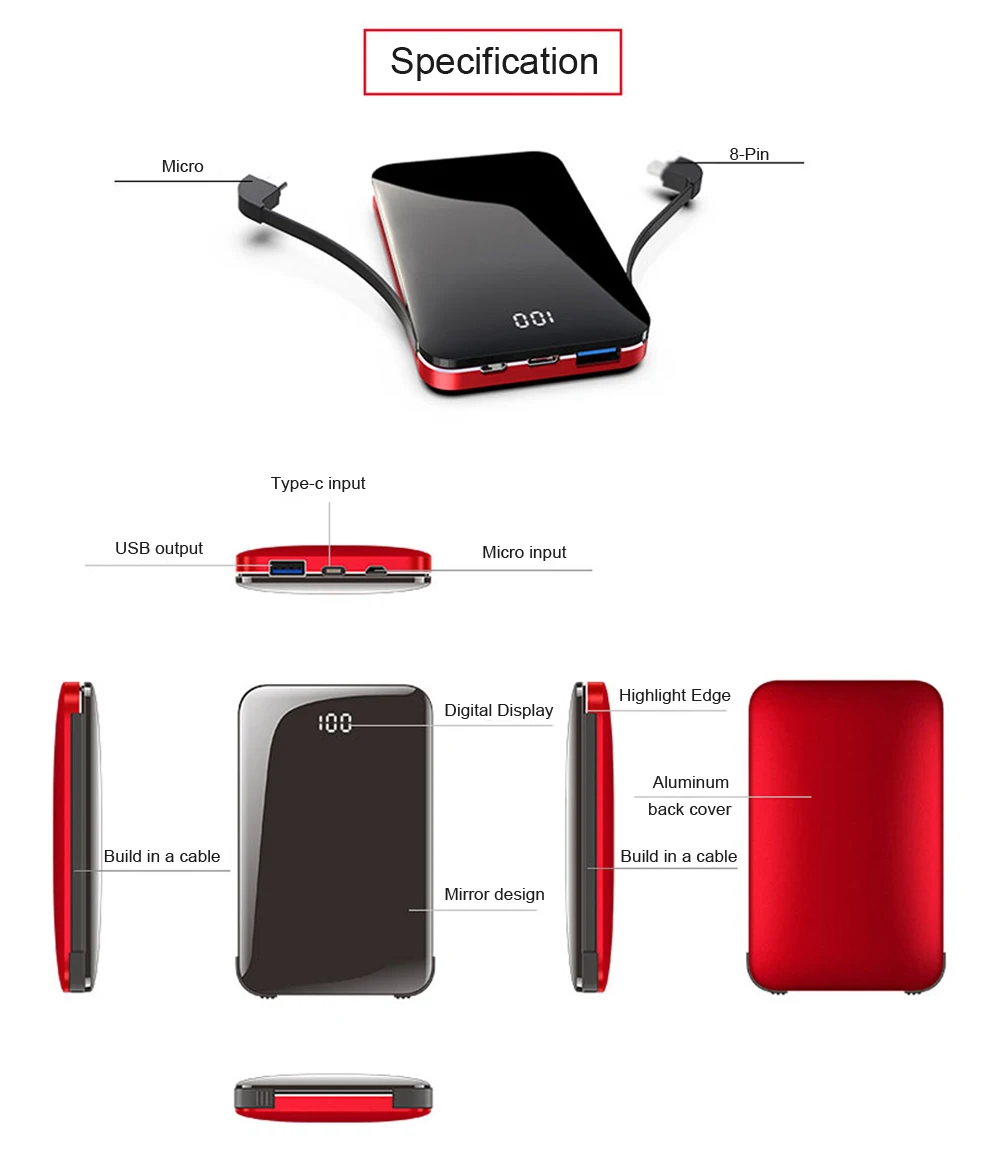 USB 10000mah mobile charger wireless power banks , type C portable fast charging solar power banks 8000mah 10000mah - ANKUX.COM