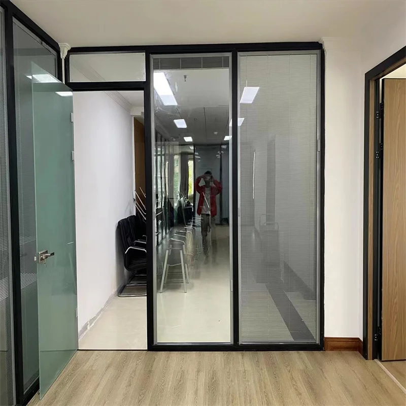 product single glass partition with 80mm wall thickness 35mm aluminum frame  magnetic sealing  commercial use-2