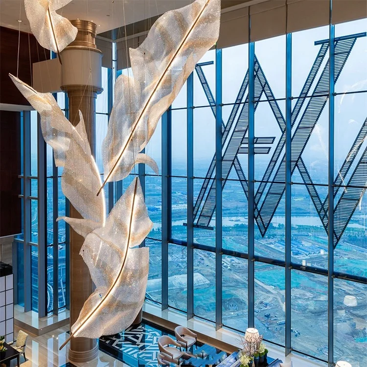 Custom made modern design art decoration crystal project hotel lobby chandelier pendant light