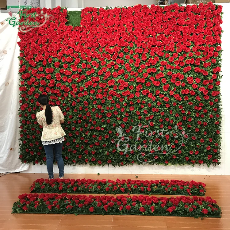 Big Red Rose Artificial Plant Wall Flower For Wedding Planning Scene
