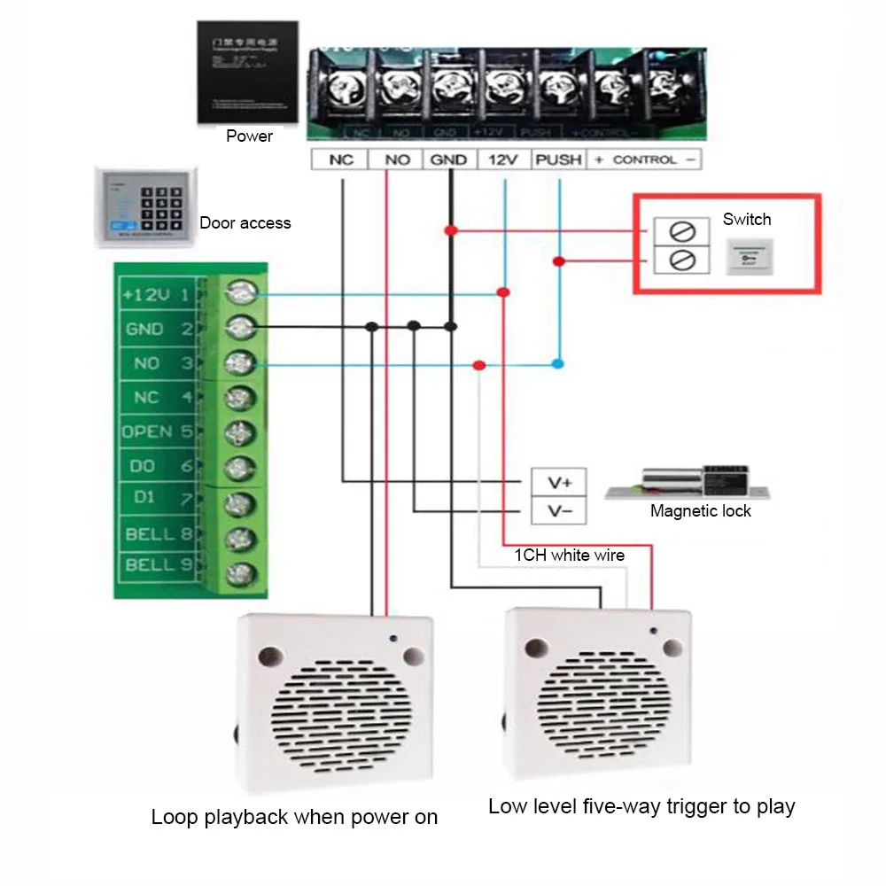 Taidacent 12V 24V 5 Way Trigger 10W 3W Speaker - MP3 Player