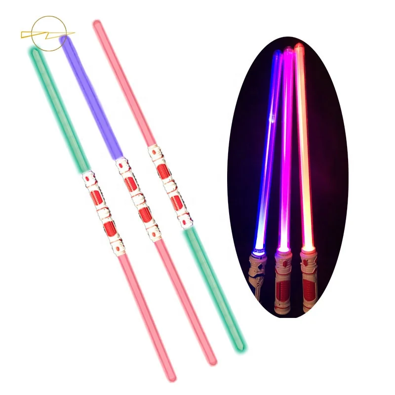 LED Light up Double Light Saber Sword 7IC Functions Flashing Double Sword Dual Lightsaber Weapon Toys for Kids