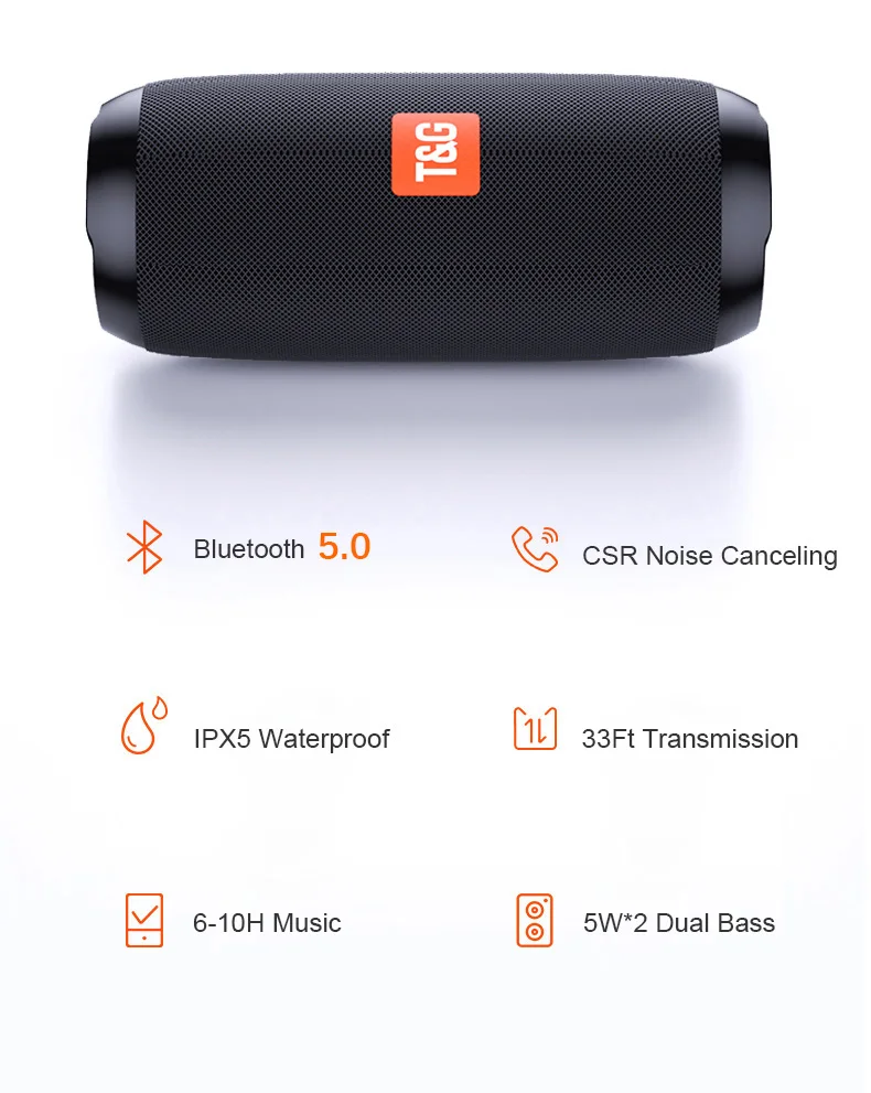 TG117 Portable Bluetooths Speaker 20w Wireless Bass Column Waterproof USB Speakers Support AUX TF Subwoofer Loudspeaker - ANKUX.COM