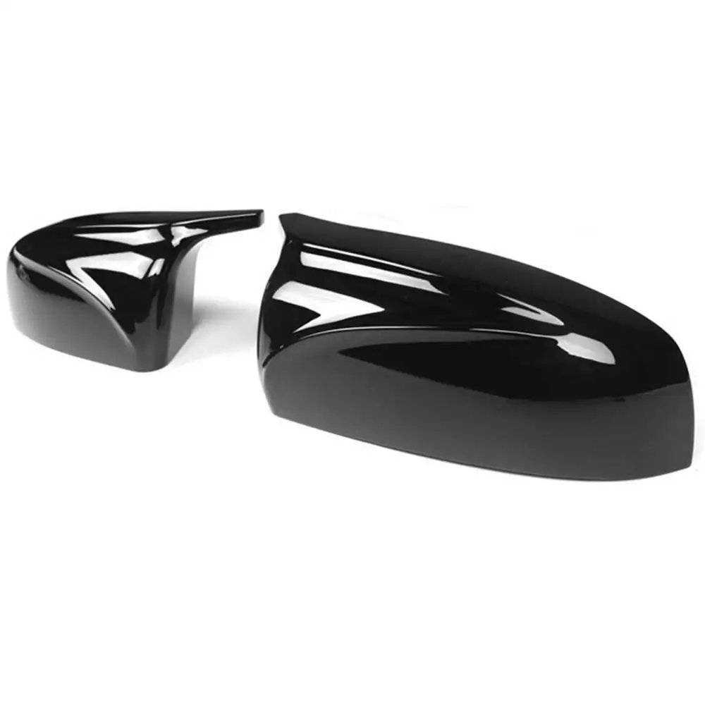Pair Mstyle Carbon Fiber Look /gloss Black Rear View Side Wing Mirror Cover Housing Replacement
