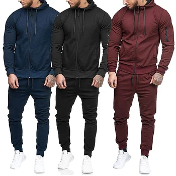 New Men's Fashion Sport Suit Man Solid Color Sport Wear Clothing Men ...