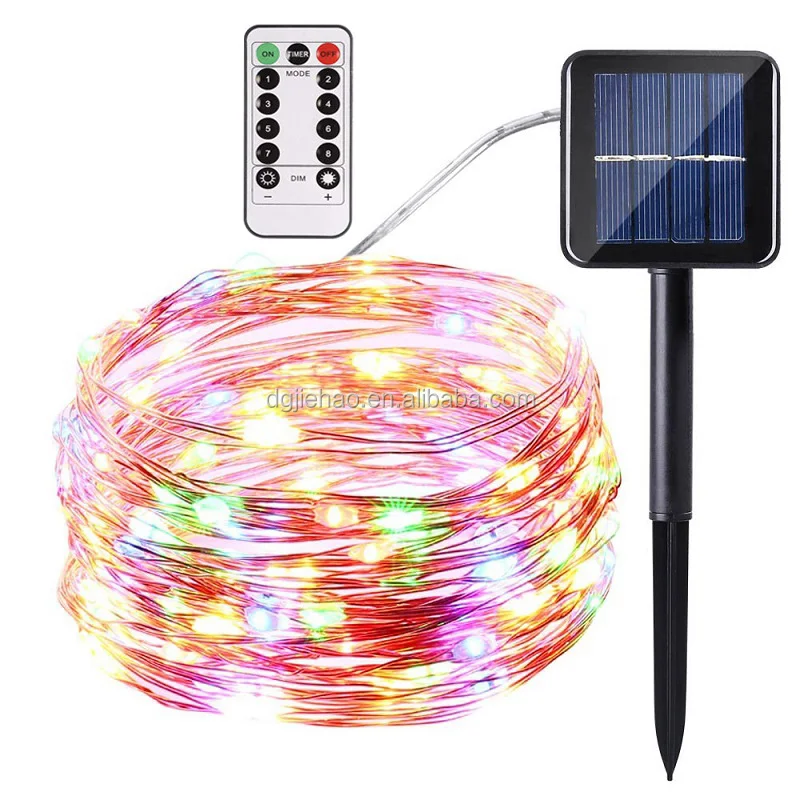 Solar String Lights Outdoor Copper Wire Fairy Lights Decorative Garden Christmas with control, Waterproof Solar Powered lights