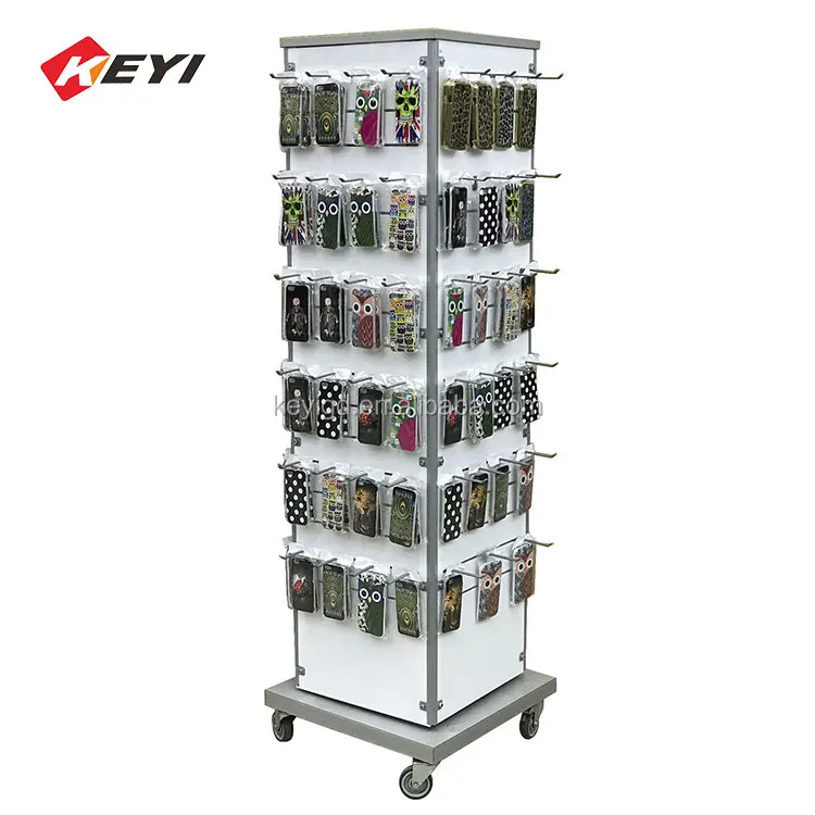 Factory Custom Phone Accessory Store 4 Sided Hanging Cell Phone Case  Display Rack Rotating Mobiles Cover Stand