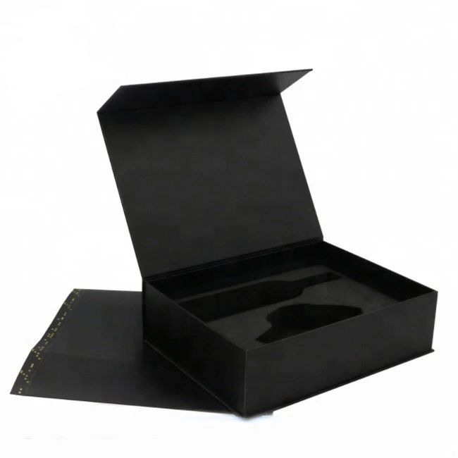 Black Matte Rigid Closure Cardboard Gift Packaging Bottle Magnetic Box ...