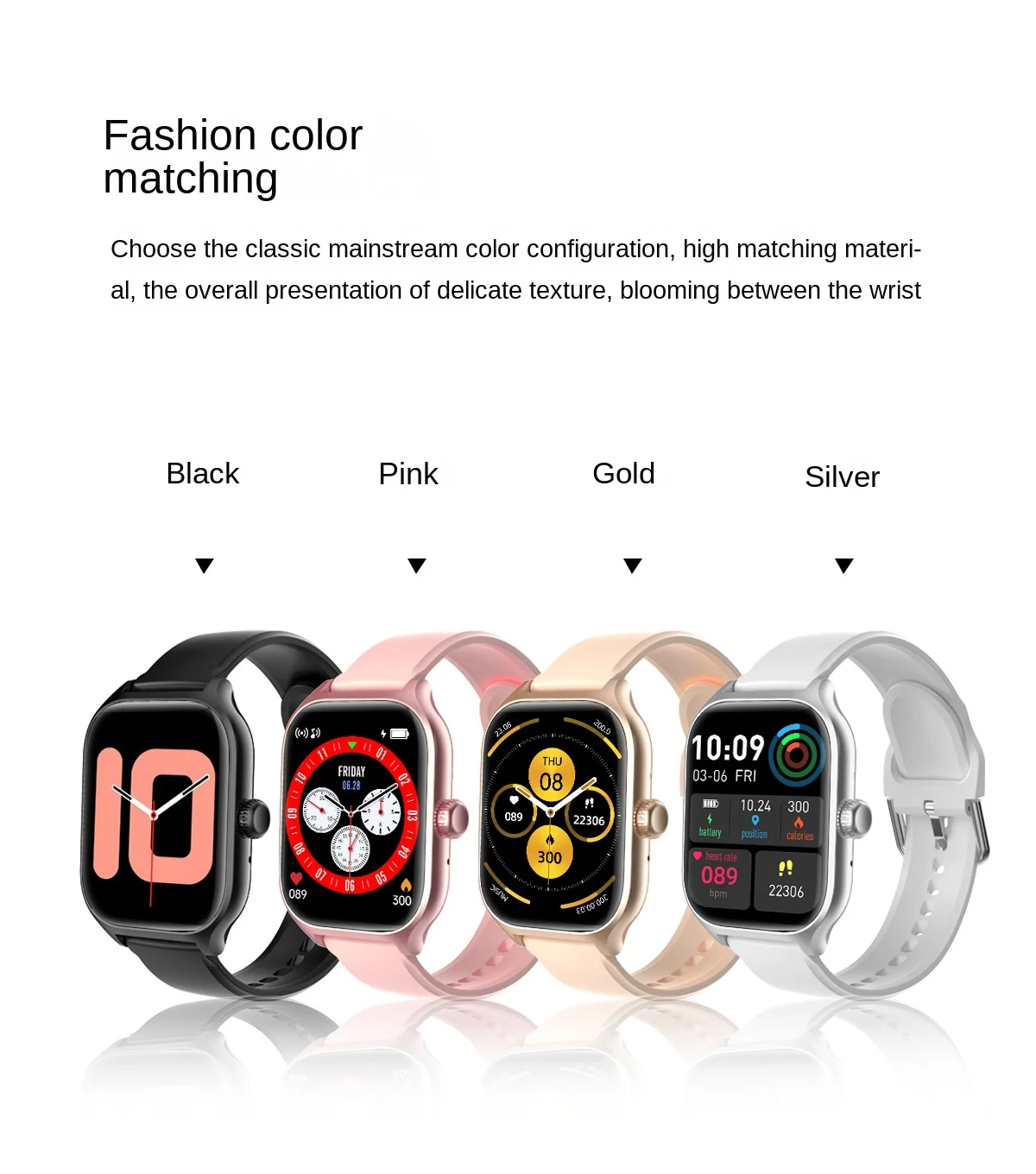 蓝牙智能手表心率监测信息提醒长电池寿命触摸屏男士商务女装时尚礼品