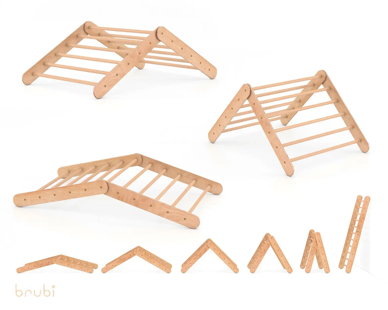Set of Three Items Climbing Ramp Arch Foldable Triangle Playroom Furniture Monte