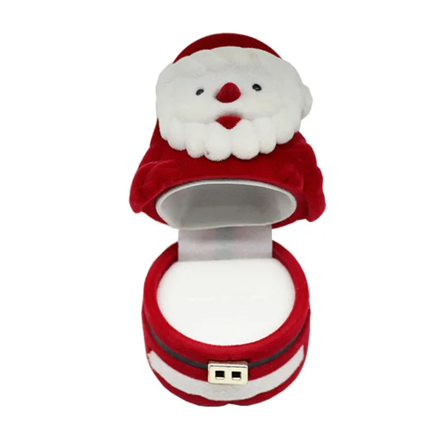 Christmas Santa Claus Velvet Jewelry Necklace Box Earrings Storage Box LB 