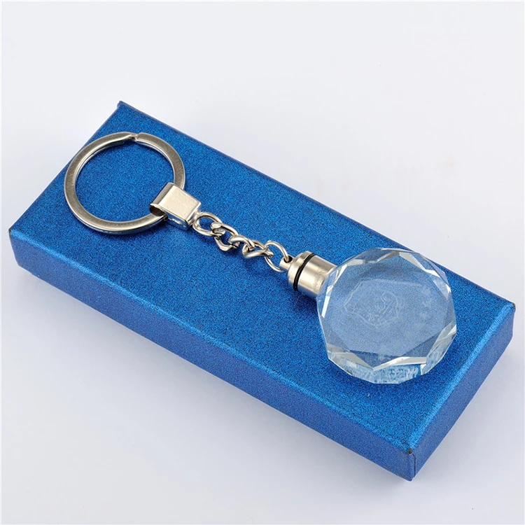 Red Led Octagon Crystal Keychain - Perfect Gift Idea