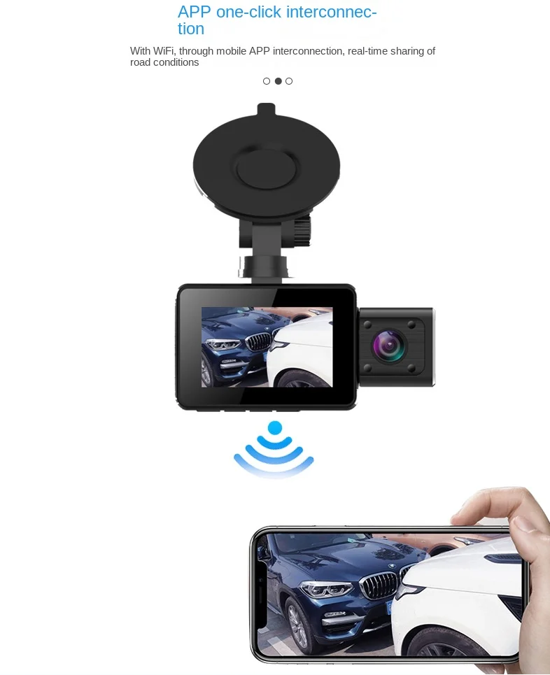 4k Hd 24h Parking Car Black Box Night Vision Gps Triple Lens Camera