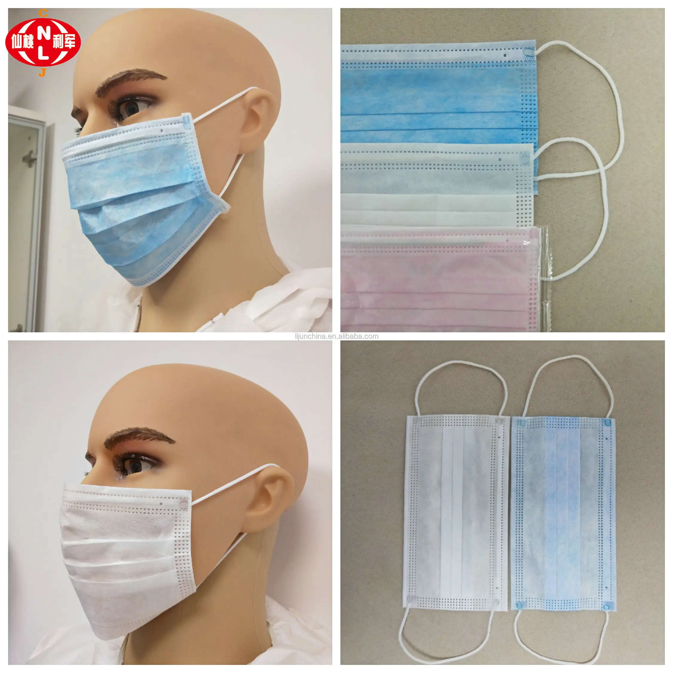 earloop on face mask tie on face mask 3/4 ply