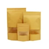 Wholesale brown kraft paper pouch zip paper bag for cookies, tea leaf