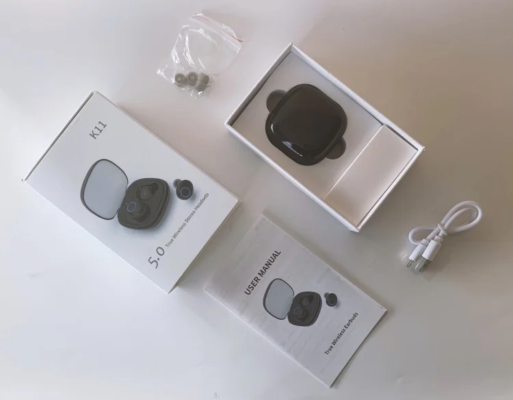 K11 TWS Wireless Earphone Bluetooth 5.0 True Wireless Stereo Earbuds Auto Connect Headset Mini Bass Headphone - ANKUX.COM