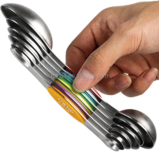 8 Piece Stainless Steel Magnetic Measuring Spoons Set Dual Sided Brand NEW