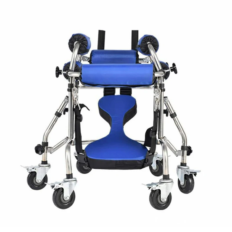 High quality anti rollover Disabled children walking aids hemiplegia lower limb training walker stainless steel standing frame