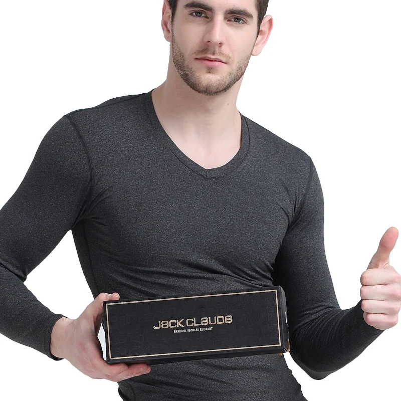 
OEM Mens Thermal Long John Set Smooth Knit Fleece Lined V Neck Heated Underwear for Winter 