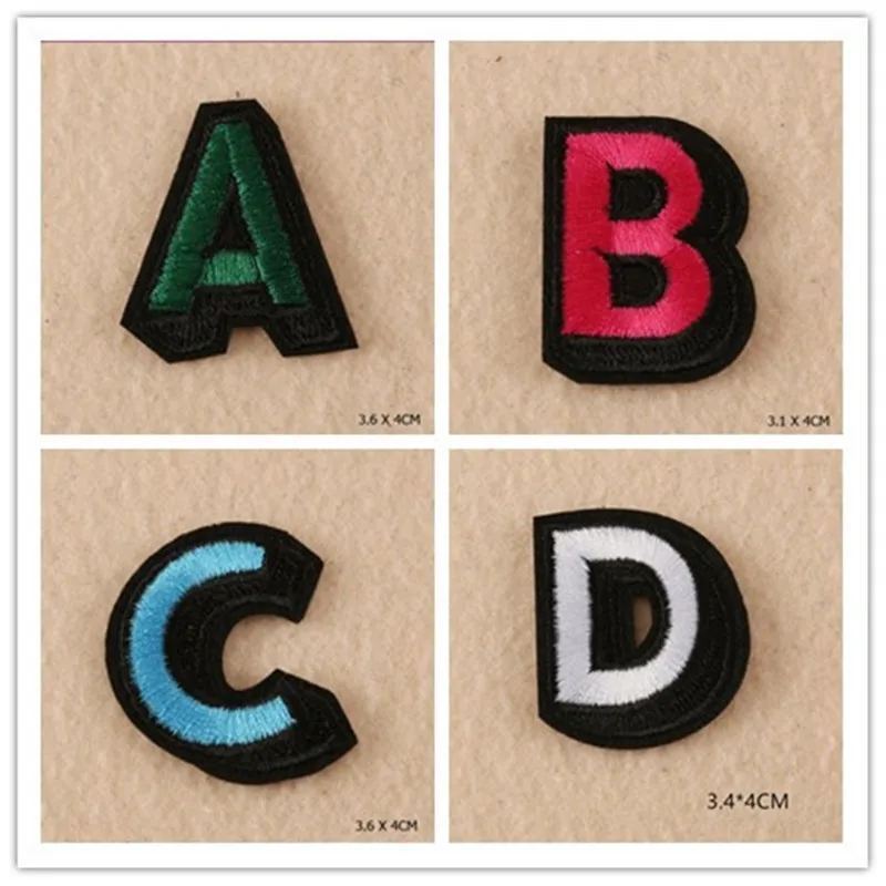 A-z Colour Cartoon English Alphabet Letter Mixed Embroidered Iron On ...