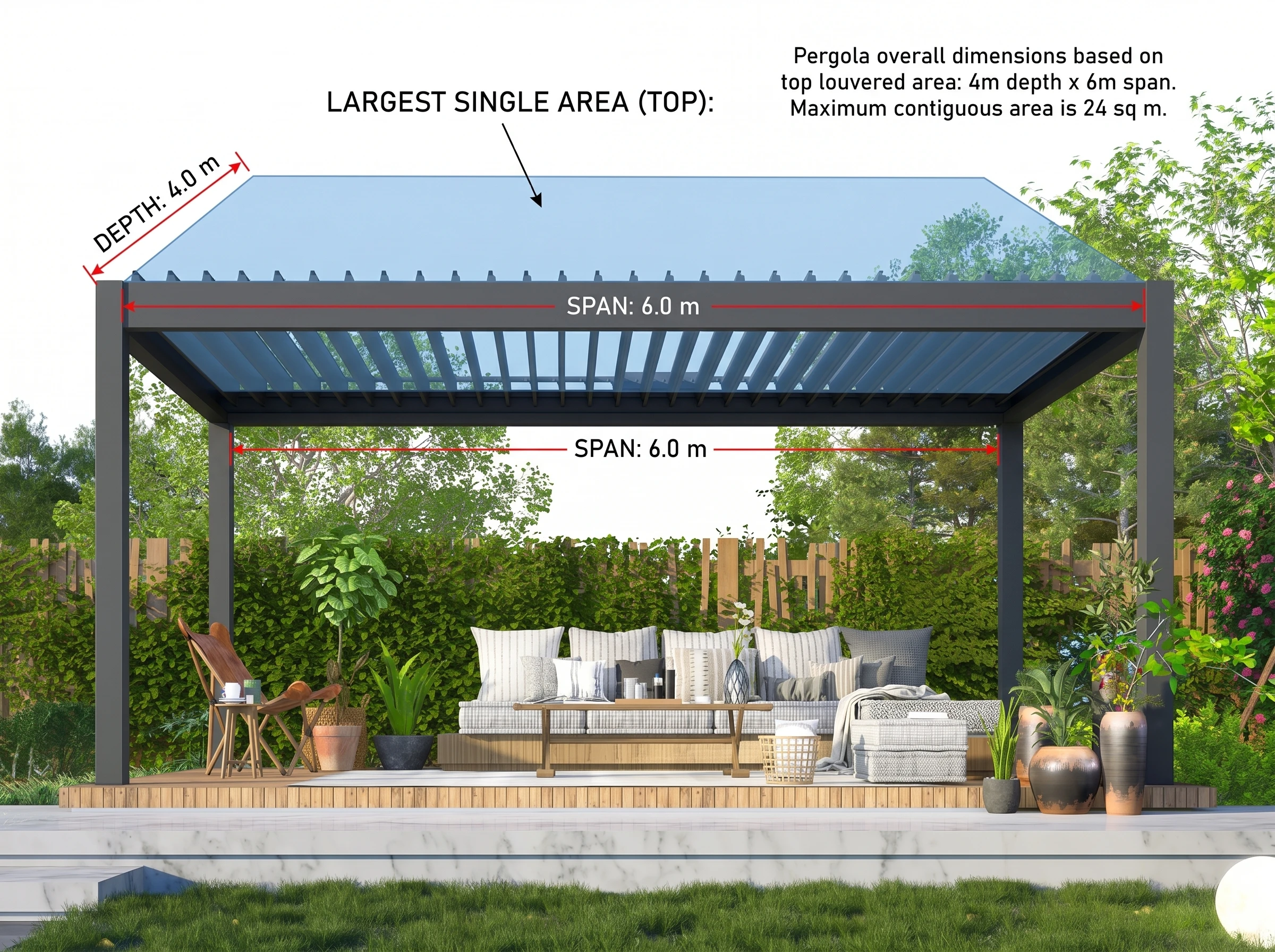 4m x 6m 4 Posts Pergola Layout