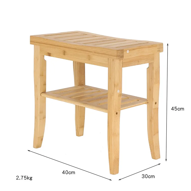 Bad Bad Stuhl Sitz Bambus Dusche Bank Mit 2 Tier Lagerung Regal - Buy