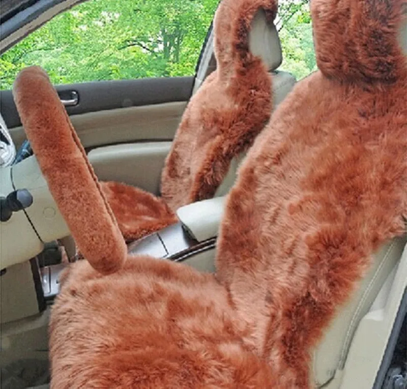 Custom New Design Luxury Car Seat Cover Set Heep Skin Fur Front Car